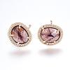 Brass Micro Pave Cubic Zirconia Stud Earring Findings ZIRC-G116-27-B04-1