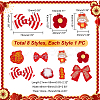 Chinese New Year Bowknot Flower Cloth Alligator Hair Clips Set OHAR-WH0021-31B-2