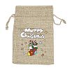Christmas Printed Burlap Packing Pouches Drawstring Bags ABAG-Q053-02A-04-1