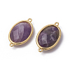 Golden Tone Brass Amethyst Links connectors X-G-F339-A01-2