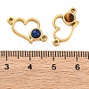Ion Plating(IP) 304 Stainless Steel Pave Natural Mixed Stone Heart Connector Charms STAS-Z100-14G-3