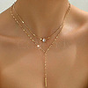 Alloy Crystal Rhinestone Rectangle Pendant Double Layered Necklaces for Women FS-WG231E4-01-2