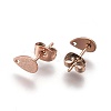 Ion Plating(IP) 304 Stainless Steel Stud Earring Findings STAS-O119-12A-RG-2
