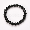 Natural Obsidian Beaded Stretch Bracelets BJEW-Q692-12-12mm-1