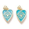 Brass Enamel Pendants ZIRC-F116-10B-G-1