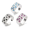 Brass Micro Pave Cubic Zirconia Cuff Open Rings RJEW-C158-04P-2