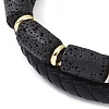 Natural Lava Rock Bead Leather Cord Multi-strand Bracelets BJEW-A009-05G-2