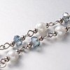 Handmade Faceted Rondelle Glass Beads Chains for Necklaces Bracelets Making AJEW-JB00122-03-1