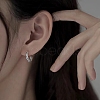 Anti-Tarnish Twisted Rhodium Plated 925 Sterling Silver Small Huggie Hoop Earrings EJEW-I260-37P-5