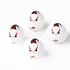 Painted Natural Wood Round Beads X1-WOOD-N006-180C-2