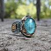 Oval Alloy with Glass Finger Rings FS-WG0E890-05-1