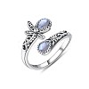 Teardrop & Dragonfly Bohemian Style Zinc Alloy with Resin Synthetic Moonstone Cuff Rings for Women FS-WGB4FBF-01-1-5