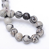 Round Natural Black Silk Stone/Netstone Bead Strands X-G-R345-6mm-20-3