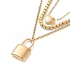 Crystal Rhinestone Heart & Word Love You Padlock Charms Triple Layer Necklace NJEW-C036-07G-3