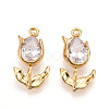 Brass Micro Pave Cubic Zirconia Pendants KK-N262-115B-G-1