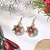 Christmas Flower Glass & Shell Pearl & Glass Seed Dangle Earrings EJEW-TA00719-1