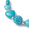 Heart Synthetic Turquoise Braided Bead Bracelets BJEW-JB09822-2