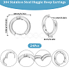 12 Pairs 304 Stainless Steel Huggie Hoop Earrings EJEW-SC0001-96S-2