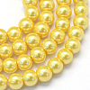Baking Paint Pearlized Glass Pearl Round Bead Strands X-HY-Q003-4mm-67-1