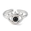 Natural Dyed & Heated Black Agate Finger Rings RJEW-F166-56P-2