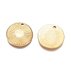 Textured Flat Round 304 Stainless Steel Pendants STAS-G218-06G-2