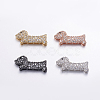 Brass Micro Pave Cubic Zirconia Puppy Pendants ZIRC-G125-35-1