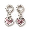 Rack Plating Alloy Rhinestone European Dangle Charms PALLOY-P289-14P-03-2