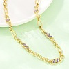 7MM Brass Pave Cubic Zirconia Figaro Chain Necklaces NJEW-D324-05G-02-4