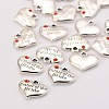 Wedding Theme Antique Silver Tone Tibetan Style Alloy Heart with Father of the Bride Rhinestone Charms X-TIBEP-N005-19B-2