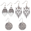 ANATTASOUL 3 Pairs 3 Style Bohemia Teardrop & Flat Round & Triangle Alloy Geometry Dangle Earrings for Women EJEW-AN0002-25-1