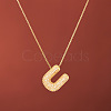Brass Micro Pave Clear Cubic Zirconia Initial Pendant Necklaces for Women FS-WGDC51D-21-1