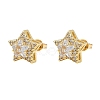 Brass Micro Pave Clear Cubic Zirconia Stud Earrings EJEW-Z128-01G-01-2