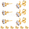 40Pcs Brass Micro Pave Clear Cubic Zirconia Stud Earring Findings KK-BBC0022-23-1