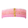 Pink Color Palette Gradient Color Glass Seed Beaded Stretch Bracelet Sets BJEW-MZ00102-01-1