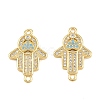 Brass Micro Pave Deep Sky Blue Cubic Zirconia Connector Charms CU-CBAB719-07G-A-1