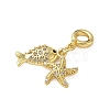 Brass Pave Clear Cubic Zirconia Sea Animals European Dangle Charms KK-I371-39G-02-2