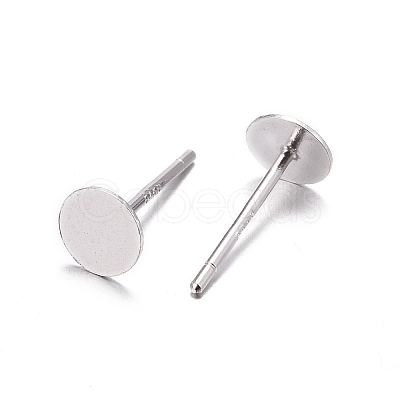 925 Sterling Silver Flat Pad Stud Earring Findings STER-K167-045D-S-1