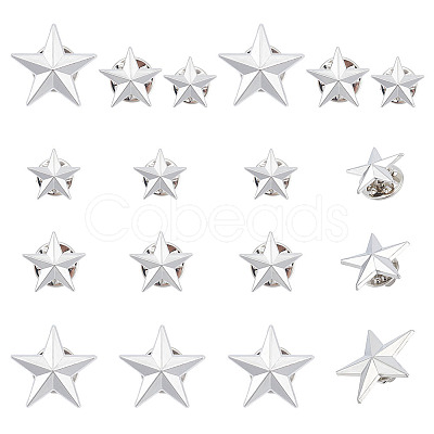 18Pcs 3 Styles Pentagram Alloy Brooches JEWB-GA0001-35P-1