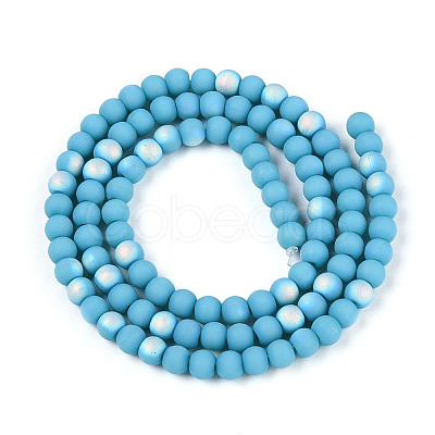 Frosted Opaque Glass Beads Strands GLAA-T032-P4mm-MBB13-1
