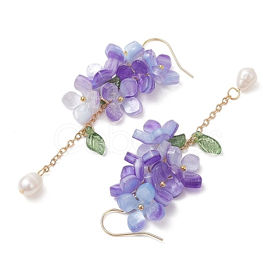 Shell Pearl Dangle Earrings EJEW-TA00617-01-1