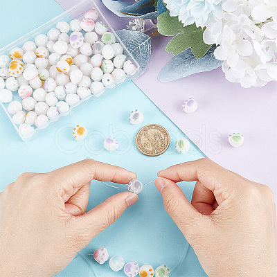 84Pcs 6 Colors Opaque Acrylic Beads OACR-GA0001-08-1