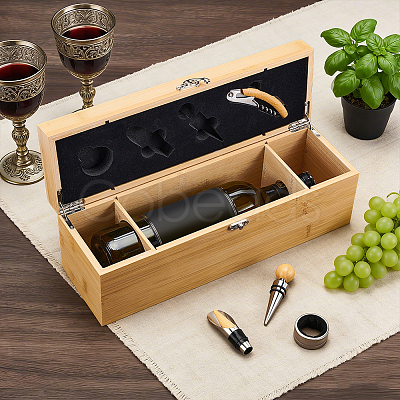 Wooden Wine Gift Packing Boxes with Clasps and 4Pcs Wine Openers CON-WH0089-269-1