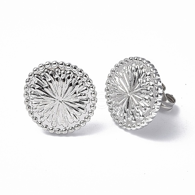 Non-Tarnish 304 Stainless Steel Flower Stud Earrings for Women EJEW-F300-15P-1