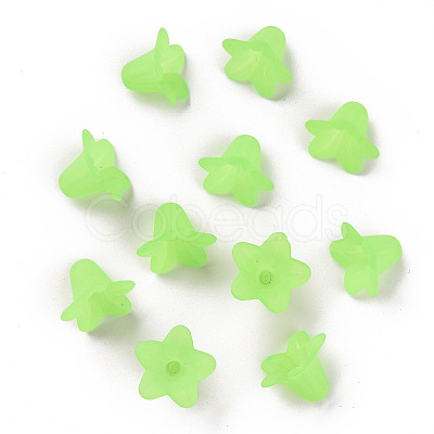 Green Frosted Transparent Acrylic Flower Beads X-PLF018-05-1