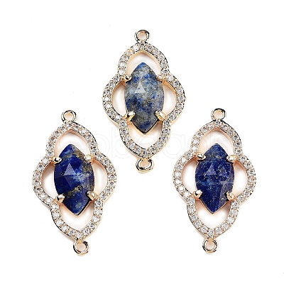 Natural Lapis Lazuli Faceted Connector Charms G-B081-01G-03-1
