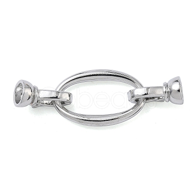 Oval Brass Fold Over Clasps KK-Z143-13P-1