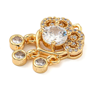 Brass Micro Pave Clear Cubic Zirconia Pendants ZIRC-U003-01G-08-1