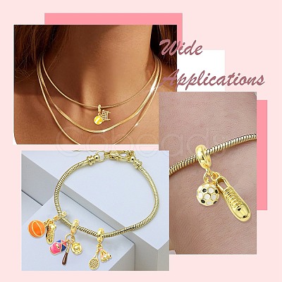 5Pcs 5 Styles Sport Ball Theme Brass Enamel European Dangle Charms KK-CJ0003-89-1