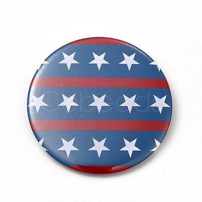 Independence Day Flat Round Tinplate Badge Pins JEWB-G021-01G-1