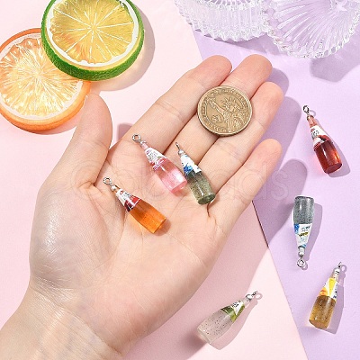 12Pcs 6 Colors Resin Pendants RESI-YW0005-89-1